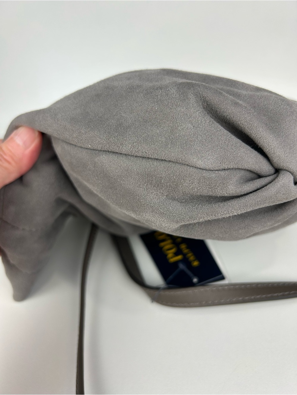NWT POLO RALPH LAUREN THE SUEDE PONY POUCH GRAY - Picture 6 of 14
